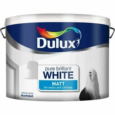 £31.95 • Buy Dulux Matt Emulsion Pure Brilliant White Walls & Ceilings Paint - 10L