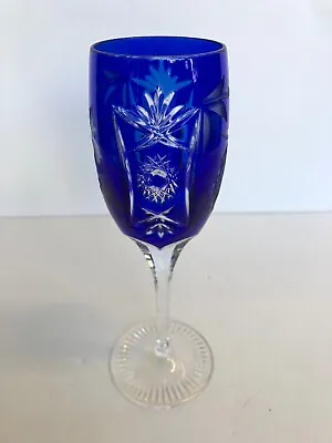 Vintage Nachtmann Traube Cut Crystal Cobalt Blue Champagne Stem Wine  Glass • $75