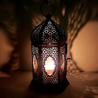 The Purple Tree Brass Moroccan Lantern Lamp Tealight Candle Holder For Christmas • $20.60