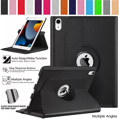 PU Leather 360 Rotating Smart Cases Cover For IPad Air 5/6/7/8/9/10th Generation • £5.49