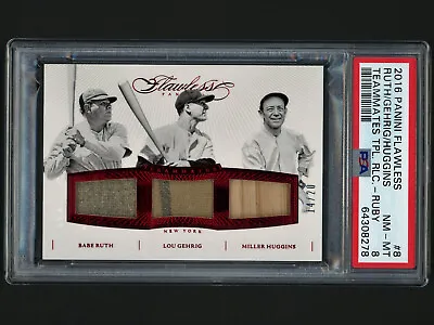 2016 Flawless Ruby Ruth/Gehrig/Huggins Game-Used Jersey/Bat #14/20 PSA Nm-Mt 8 • $799.99