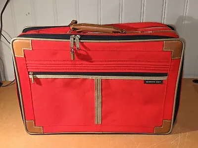 Vintage 1980s MEMBERS ONLY Red Cloth Travel Carry On Suitcase - Exc Condition • £123.51