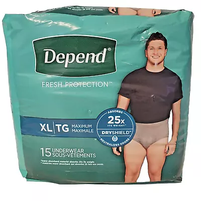 Depend Fit Flex Incontinence Underwear Disposable 15 Pack XL Size Men Max Absorb • $19