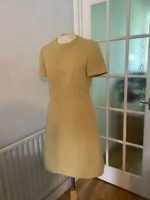 £19.99 • Buy VTG 60s CRIMPLENE MUSTARD YELLOW MOD SCOOTER GIRL SHIFT A-LINE DRESS 10-12