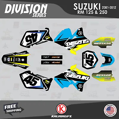Graphics Kit For Suzuki RM125 RM250 (2001-2012) RM 125 RM 250 Division - Cyan • $82.99