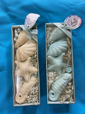 Vintage 2002 Chelle Decorative Soaps Seashells Seahorse Beach Lot Cream & Blue • $18