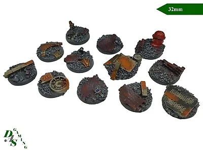 32mm Round Resin Scenic Infantry Bases Urban/Rubble #2 Space Marine 40K • £5.79