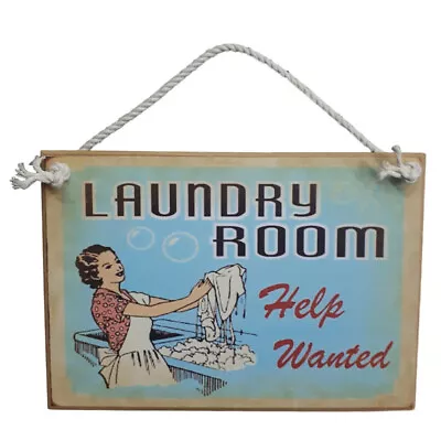 Country Printed Quality Wooden Sign BLUE LAUNDRY ROOM Plaque • £9.30