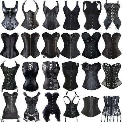 Women Gothic Steampunk Corset Lace Up Boned Bustier Tops Waist Trainer Corselet • $39.99