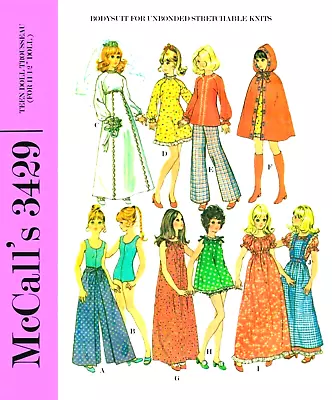 Vintage 1972 Barbie Clothes Pattern Reproduction McCall's 3429 Uncut • $8.95