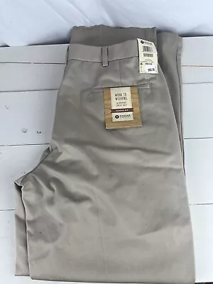 Haggar Work To Weekend Pants Hidden Expandable Waist Straight Fit Khaki Sz 34x32 • $32.99