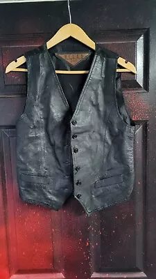 Vintage Milan Thick Genuine Leather Waistcoat Size Small • £10