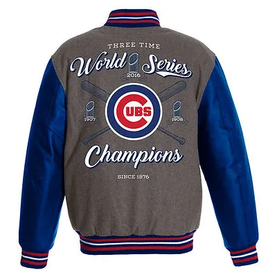 MLB Men's Chicago Cubs Champion Wool / PU Leather Sleeves Reversible Jacket • $129