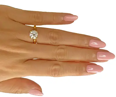 Diamond Ring AGI Certified F VS2 Round 1CT Solitaire Lab Created 14K Yellow Gold • $1199.99