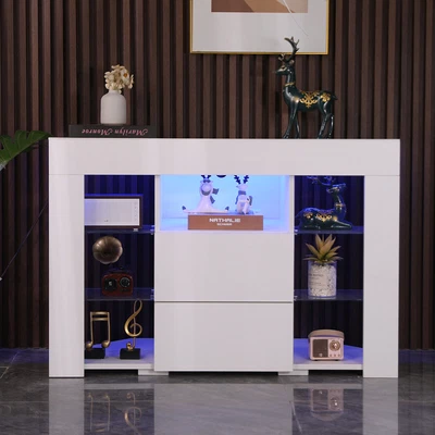 LED Sideboard High Gloss Modern Buffet Cupboard Display Cabinet TV Unit Stand UK • £79.90