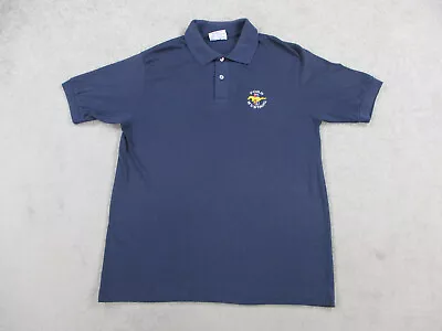 VINTAGE Ford Mustang Polo Shirt Mens Large Blue Made In USA Cotton Rugby Golf  • $24.99