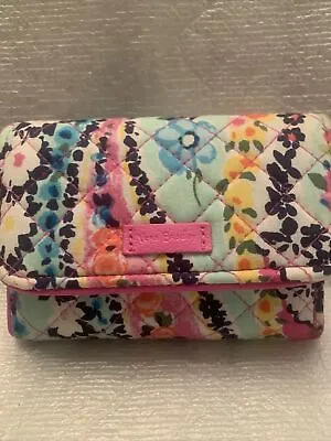 Vera Bradley Coin Purse/Wallet  Pink Blue Teal White Medium Zip Snap • $12