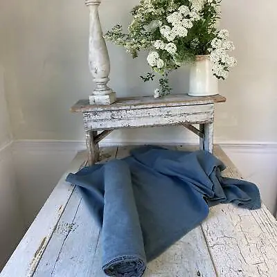 9.3 Yards Antique Vintage Blue Dyed Bolt Of Homespun Linen Yards + Grain Sack F • $549