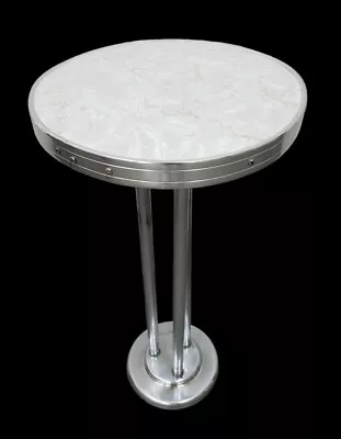 Vintage MCM Style Standing Side Table Brushed Metal Formica Recycled Build 27 In • $145.99