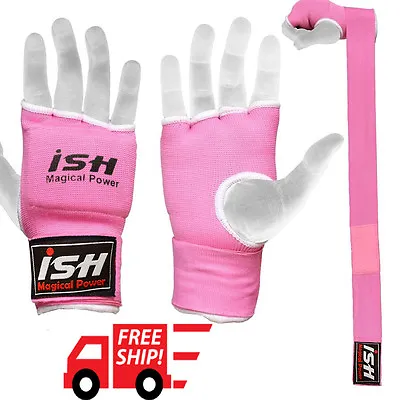 Gel Padded Inner Gloves Hand Wraps Bandages Boxing MMA Muay Thai Training Pink • $7.99