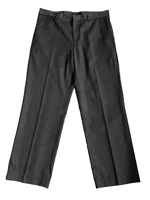 DKNY Size 34x28.5 Gray Striped Flat Front Straight Dress Pants Men's • $20