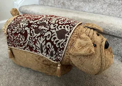 English Bulldog Vintage Red Upholstered Ottoman Foot Stool Rest Figural Tan Dog • $175