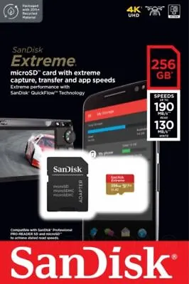 SanDisk Micro SD Card Extreme 64GB 128GB 256GB Class 10 U3 V30 Memory Card 2023 • £19.49