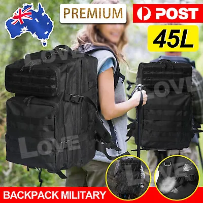 $34.95 • Buy 45L Military Tactical Backpack Rucksack Bag Camping Outdoor Waterproof Hiking
