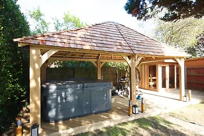 Oak Gazebo 5m X 3m With 5/6 Person Hot Tub Package. Spa Free Delivery • £9995