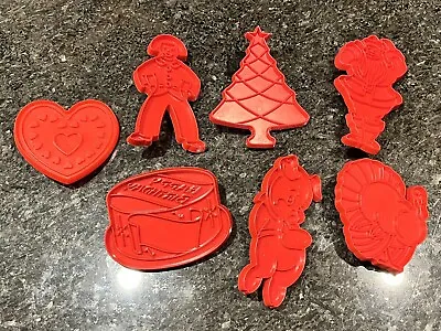 13 Vintage Holiday Cookie Cutters: 7 Tupperware Red Plastic & 6 Others • $6