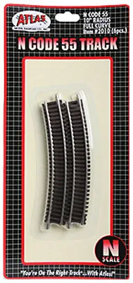 Atlas N Scale Code 55 10  Radius Curve 6-Pack Model Train Track • $7.89