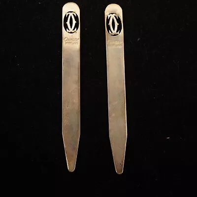 Vintage 60's Era Cartier Sterling Silver Collar Stays- Free Shipping USA • $199.99