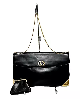 Christian Dior Chain Shoulder Bag  Leather Black CD Vintage ☆From JAPAN0087 • $239.99