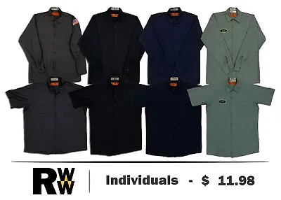 Red Kap Work Shirts 2 Pocket Solid Color Short & Long Sleeve Uniform #A • $11.98