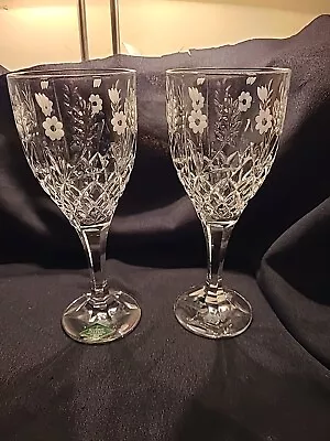 Shannon Crystal By Godinger Floral Design Crystal Water/Wine Goblet Set Of 2  • $19.99