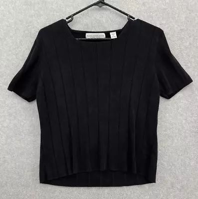 $19.99 • Buy Valerie Stevens Petites Women's Blouse Size Large PL 100% Silk Black Ribbed