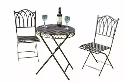 Versailles Style Folding Metal Bistro Set In Antique Bronze Finish • £89.99