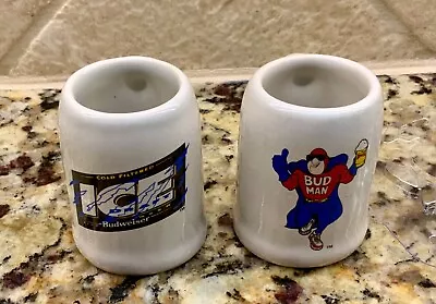 Vintage Ceramic Bud Man & Bud Ice Small Mini Beer Stein Mug Shot Glass   • $14.97