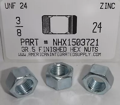 3/8-24 Finished Hex Nuts Grade 5 Steel Zinc Plated (50) • $15.25
