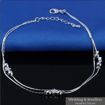 Fashion Ankle Bracelet Women 925 Sterling Silver Anklet Foot Jewelry Chain Beach • £5.99