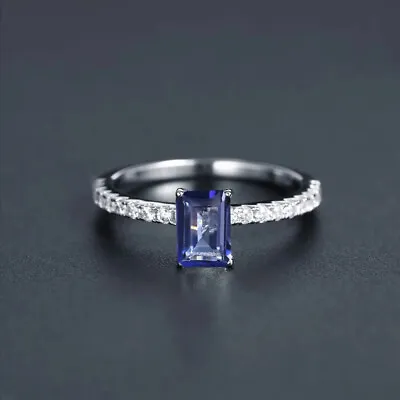 Natural 1.15Ct Iolite Blue Mystic Quartz Gemstone 925 Sterling Silver Women Ring • $32.55