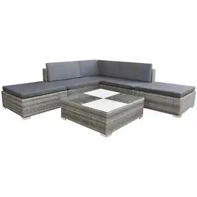 $840.99 • Buy 6 Piece Garden Lounge Set With Cushions Poly Rattan Grey VidaXL