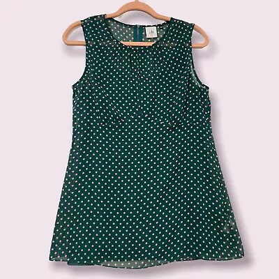 $14.99 • Buy Cabi Flirt Top Sleeveless Polka Dot Tunic Top & Cami Size Small Green & Pink
