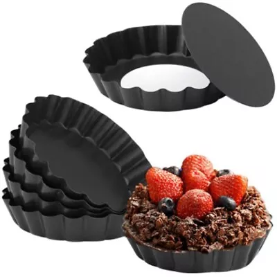 Tart Pan Set 4 Inch Of 6 Non-Stick Cakes Desserts Quiche Bakeware Cheese • $22.16