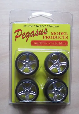 IROK CHROME RIMS W TIRES PEGASUS 1:24 1:25 CAR MODEL ACCESSORY 1266 • $8.99