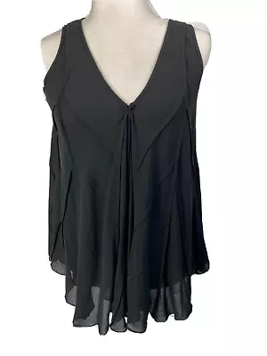 $22 • Buy MAX STUDIO NWT Women's Black Accordian Pleated Blouse  Size S. Lined