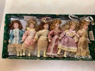 Dillards Trimmings Porcelain Dolls W/ Victorian Dresses Christmas Ornaments ~ 6 • $25