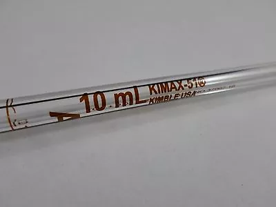 Kimble KIMAX-51 Glass Bulb Reusable TD/TC 10mL Volumetric Pipette Pipet 37007-10 • $7.07