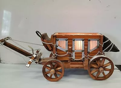 $50 • Buy Vintage Wooden Western Covered Wagon Stagecoach Night Light Lamp Works Large 24 