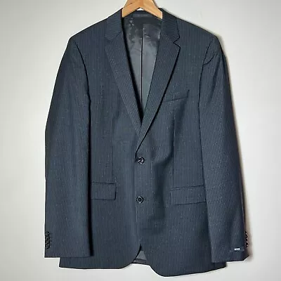 HUGO BOSS The Grand1/Central1 Wool Striped Charcoal Suit Coat Blazer Jacket 40L • $48.60